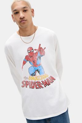UO Weißes Spiderman Langarm-T-Shirt