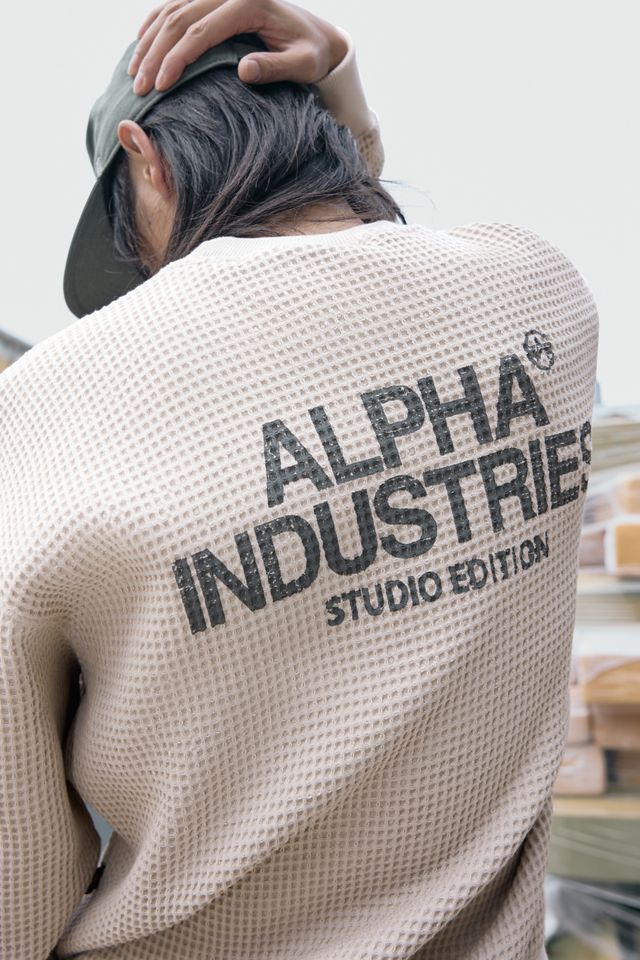 Alpha Industries Beige Studio Waffel-Sweatshirt #1