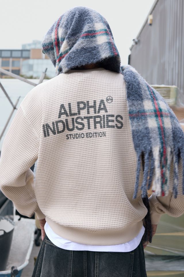Alpha Industries Beige Studio Waffel-Sweatshirt #3