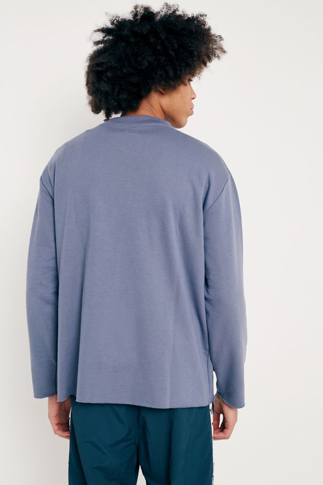 UO Washed Blue Raw Hem Camicia a maniche lunghe #2