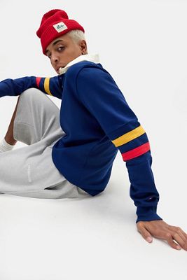 Champion Navy Langarm-Poloshirt