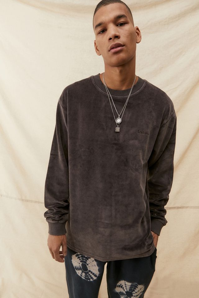 iets frans... Long Sleeve Acid Wash Velour TShirt Urban Outfitters UK