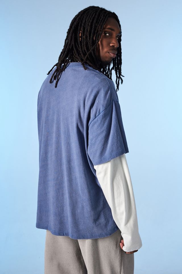 iets frans... T-shirt skate oversize a strati blu #3