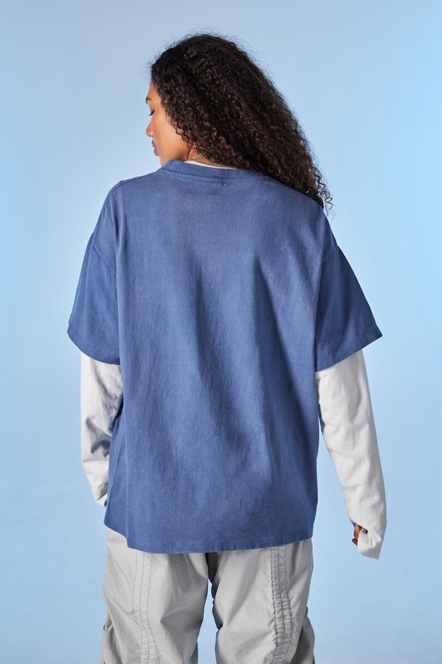 iets frans... T-shirt skate oversize a strati blu #7