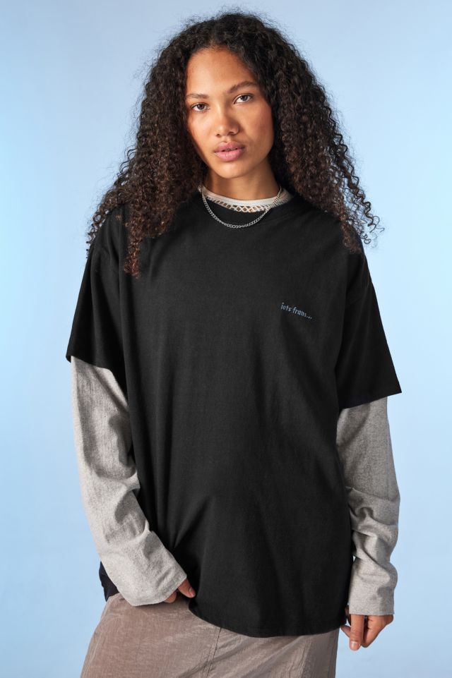 iets frans... T-shirt de skate surdimensionné superposé noir #6