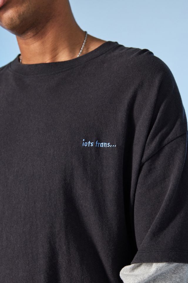 iets frans... T-shirt de skate surdimensionné superposé noir #1