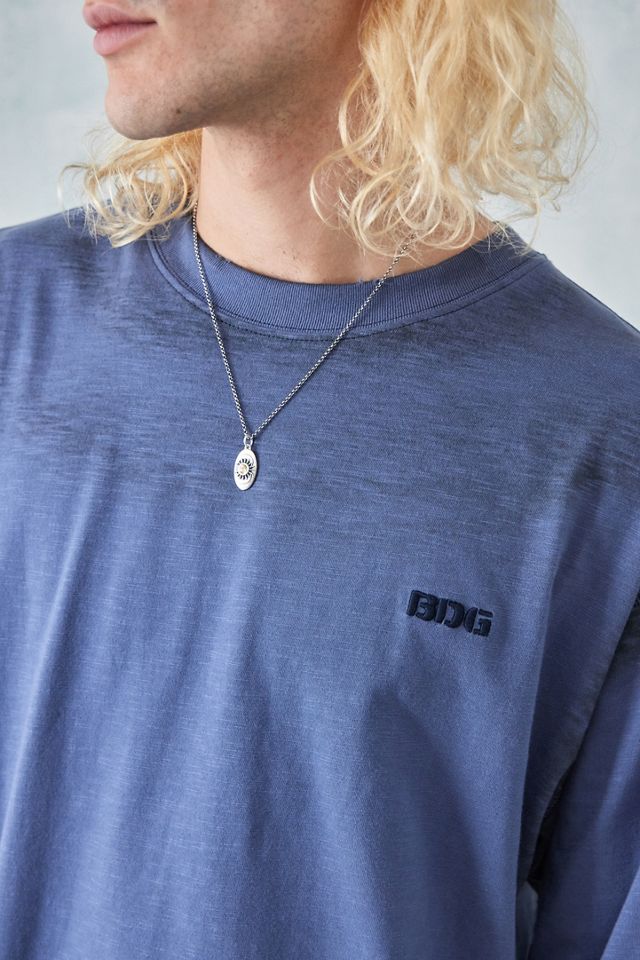 BDG Blau Strukturiertes Stich Langarm-T-Shirt #1