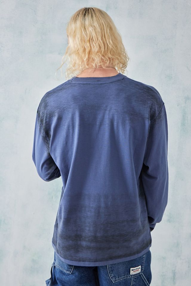 BDG Blau Strukturiertes Stich Langarm-T-Shirt #3