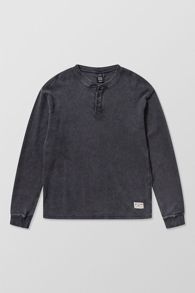 BDG Black Henley Long Sleeve T-Shirt #4