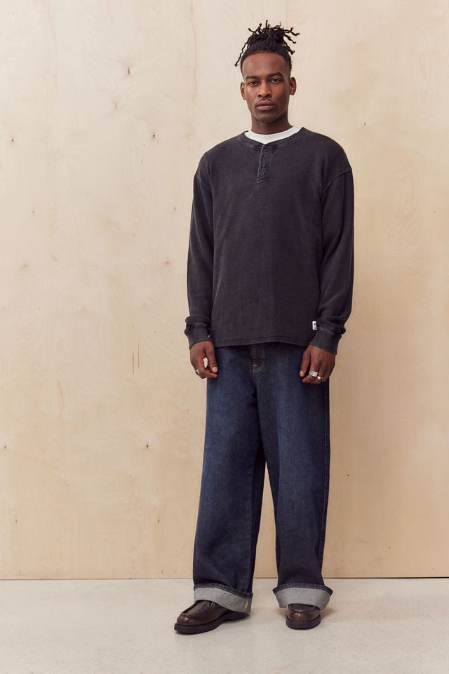 BDG Black Henley Long Sleeve T-Shirt #1