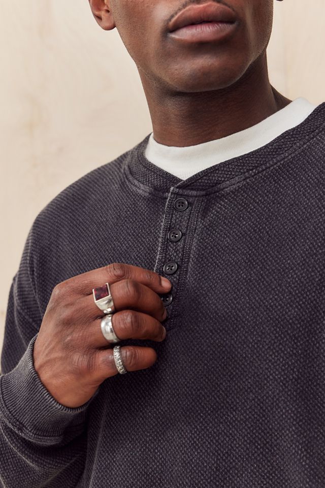 BDG Black Henley Long Sleeve T-Shirt #2