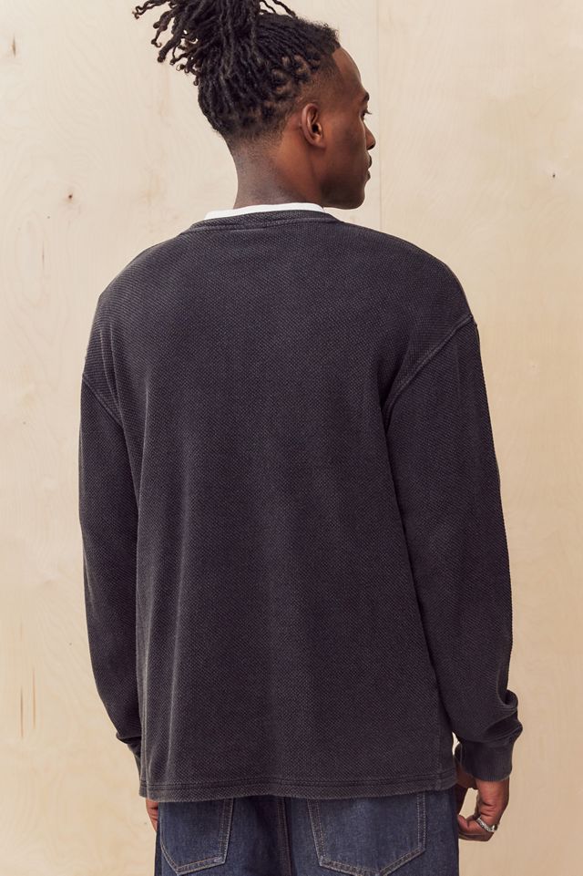 BDG Black Henley Long Sleeve T-Shirt #3