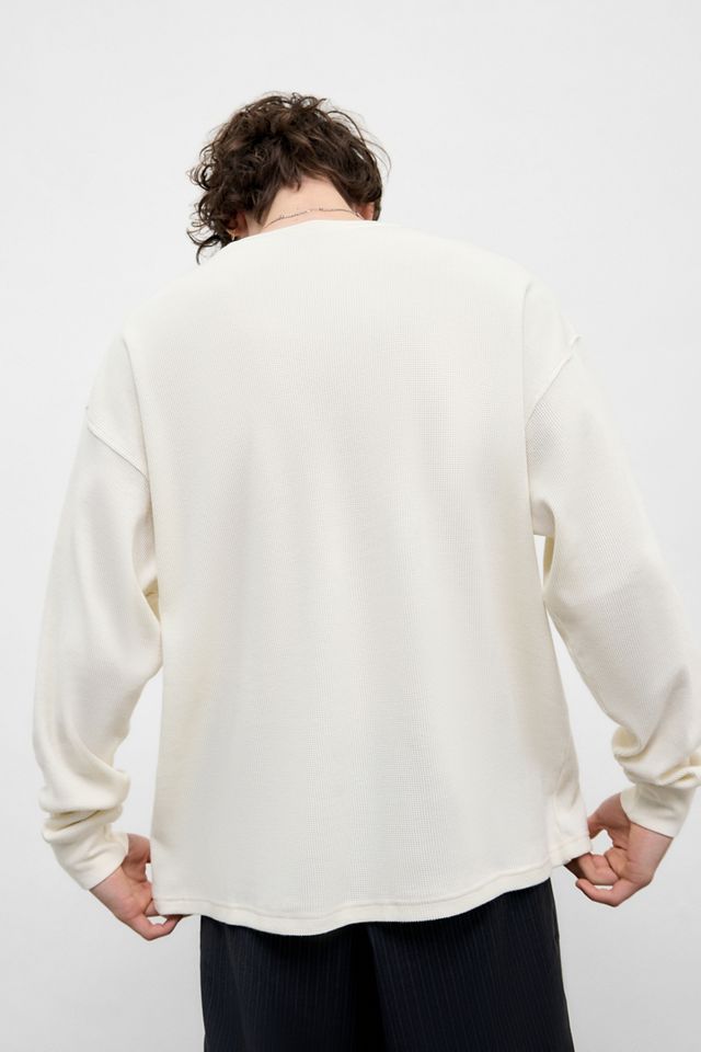 Loom Weißes Langarm-Waffel-T-Shirt #3