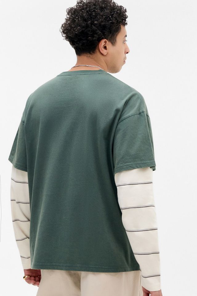 BDG Black Waffle Long Sleeve Double Layer T-Shirt