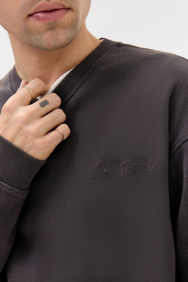 iets frans... Schwarzes Langarm-T-Shirt mit Waffelmuster #1