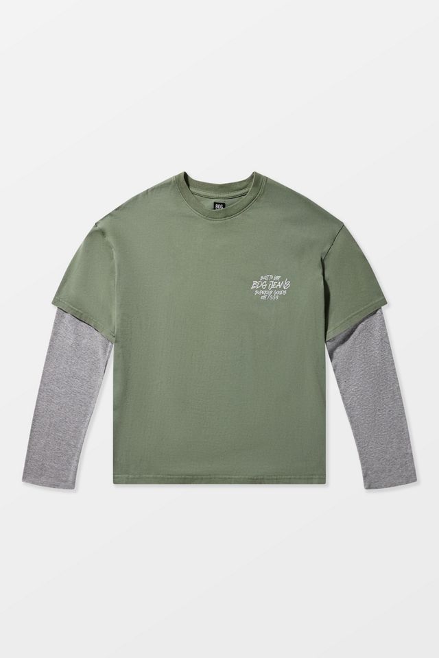 BDG Camiseta de Manga Larga de Doble Capa de Waffle Verde #4