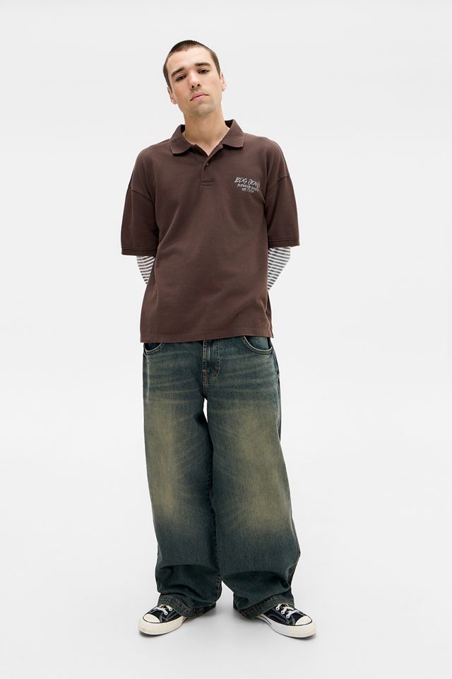 BDG Brown Double Layer Long Sleeve Polo Shirt #2