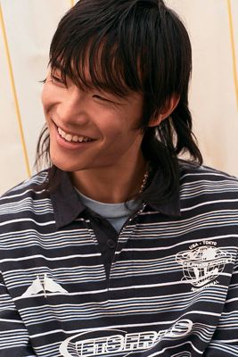 iets frans... Blue Stripe Polo Shirt