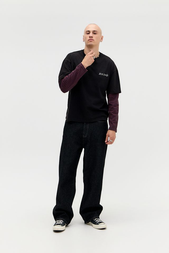 BDG Black Stripe Double Layer Long Sleeve T-Shirt #2