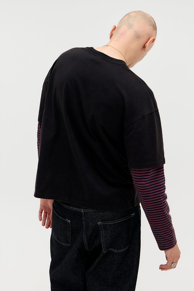 BDG Black Stripe Double Layer Long Sleeve T-Shirt #3