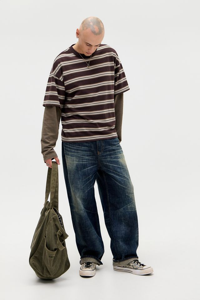 BDG Brown Double Layer Stripe T-Shirt #2