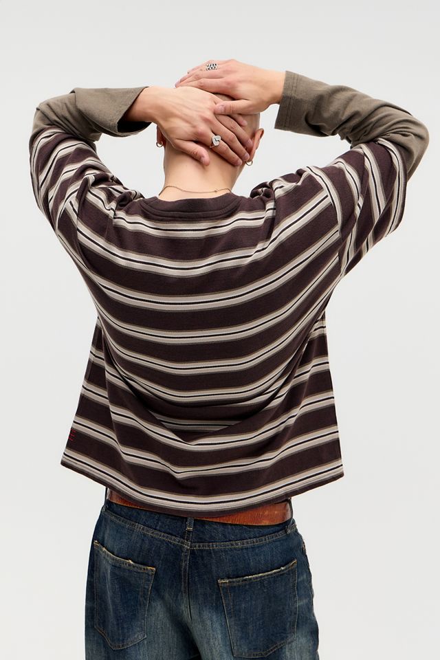 BDG Brown Double Layer Stripe T-Shirt #3