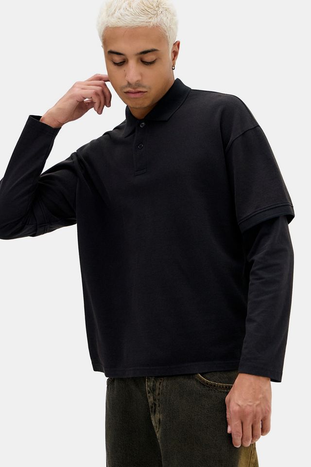 BDG Black Double Layer Polo Shirt #1
