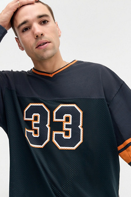 iets frans. Black & Orange Airtex Long Sleeve T-Shirt - Black L at Urban Outfitters