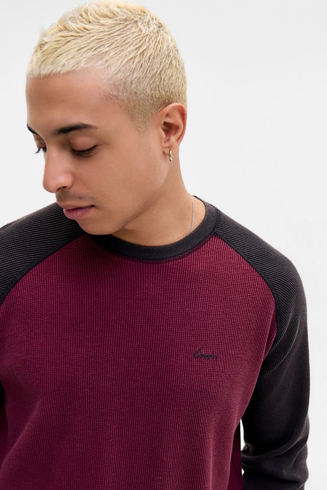 T-Shirt Loom Nera a Maniche Raglan in Waffle #2