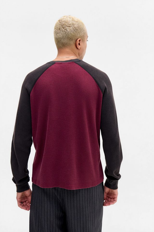 T-Shirt Loom Nera a Maniche Raglan in Waffle #3
