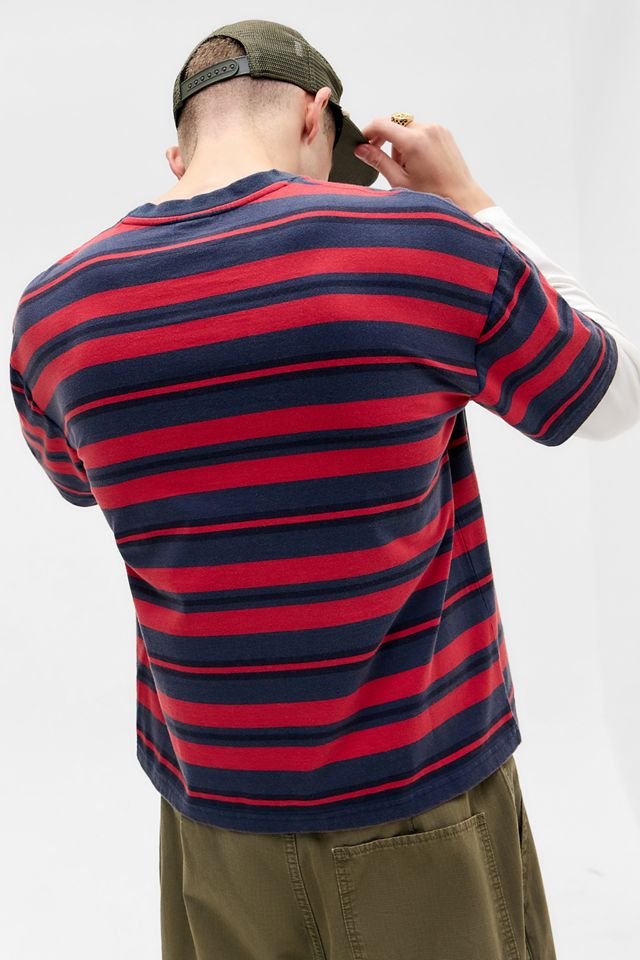 BDG Rot & Marineblau Gestreiftes Doppellagiges Langarm-T-Shirt #3