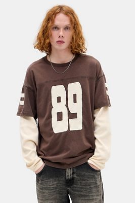 T-Shirt a Doppio Strato Marrone Motorbike BDG
