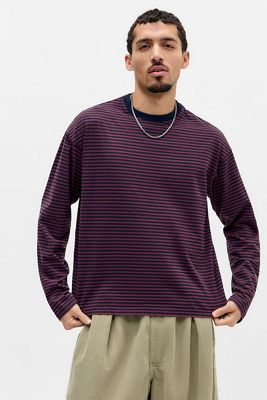 BDG Brown & Navy Stripe Long Sleeve T-Shirt