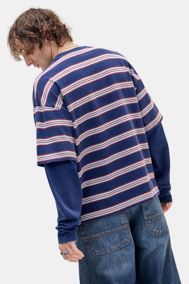 BDG Navy Stripe Double Layer T-Shirt #3