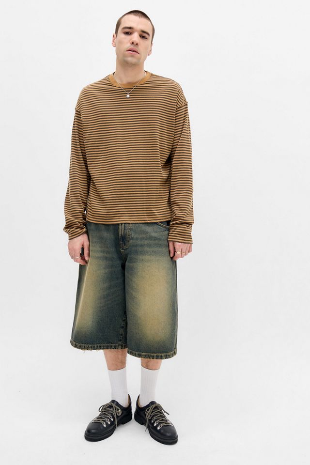 T-Shirt a Maniche Lunghe a Righe Gialle BDG #2
