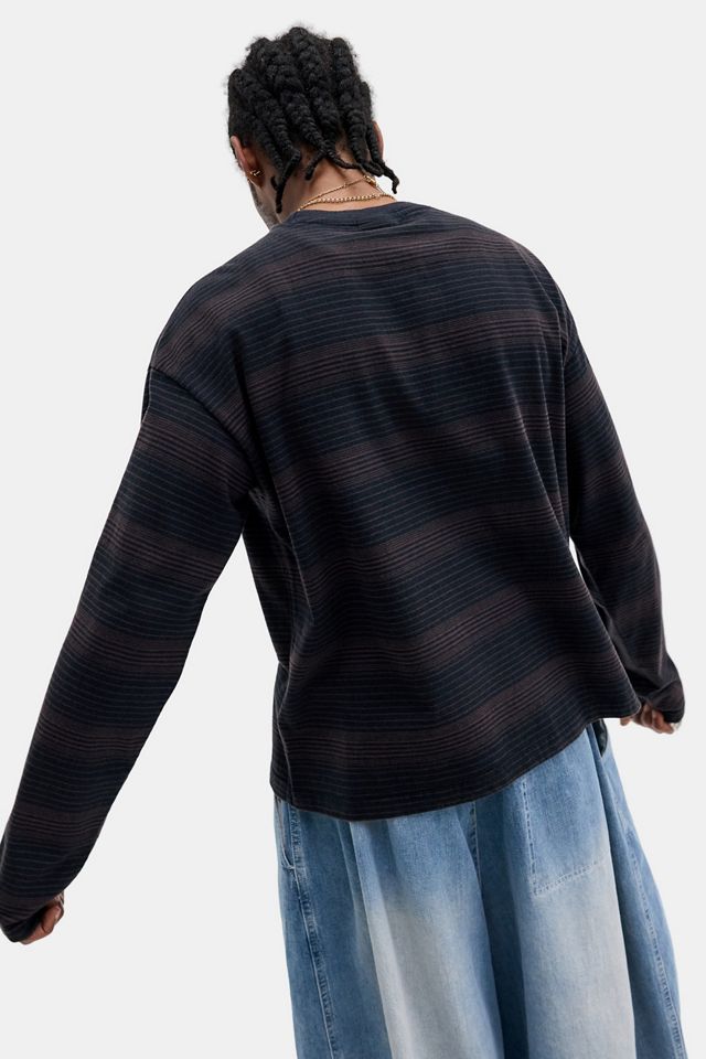 iets frans... Black Shadow Stripe Long Sleeve T-Shirt #3