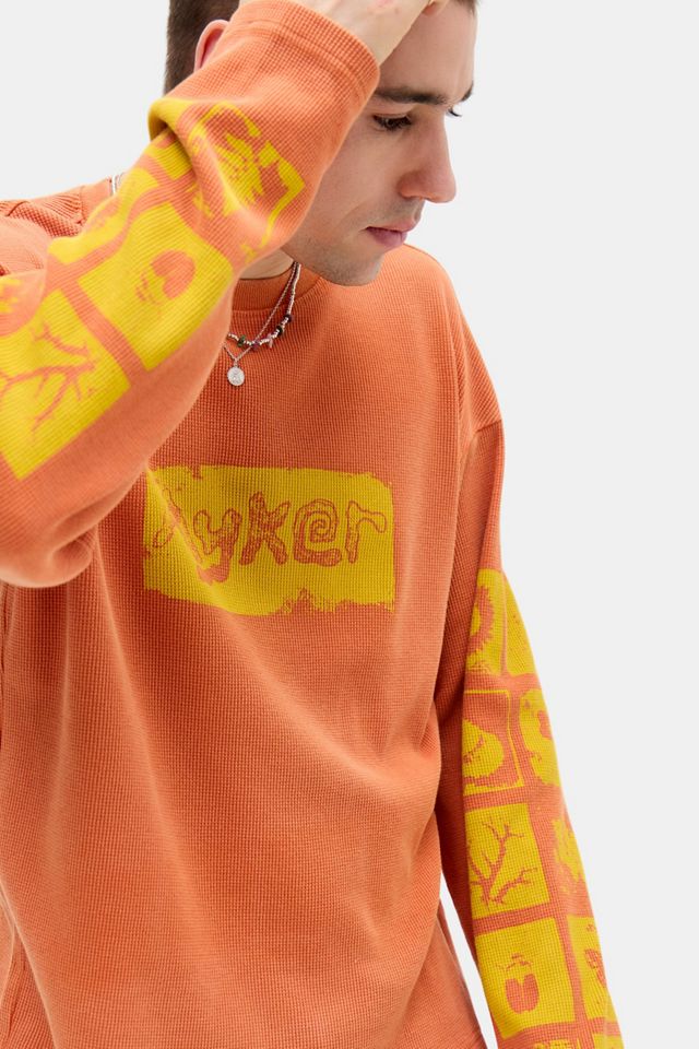 Ayker T-shirt graphique à manches longues Orange gaufré #1
