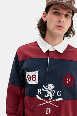 Camisa de Rugby Heritage con Rayas Vino BDG