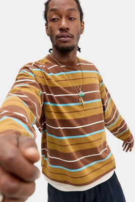 iets frans... Braun & Gold Gestreiftes Langarm-T-Shirt