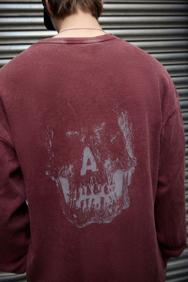T-shirt gaufré à manches longues Archivis Skull Acid Wash #1