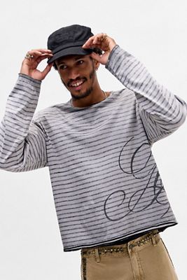 Archivis Charcoal Stripe Long Sleeve Tee