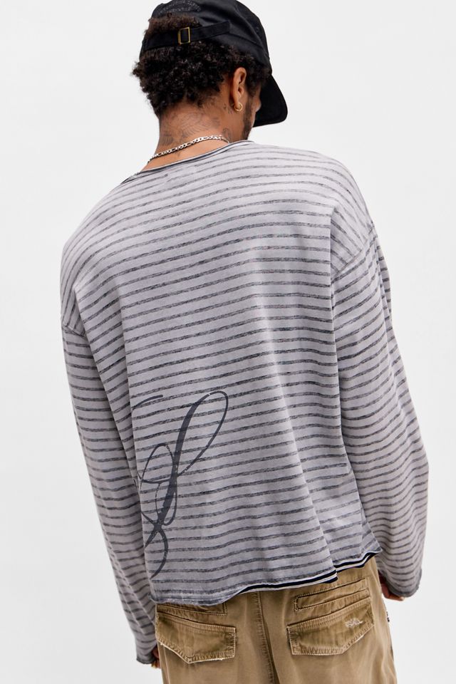 Archivis Charcoal Stripe Long Sleeve Tee #3
