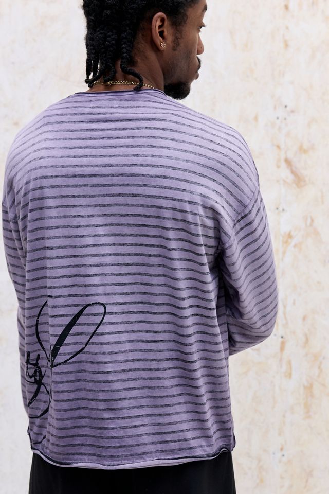 Archivis Purple Stripe Long Sleeve T-Shirt #2
