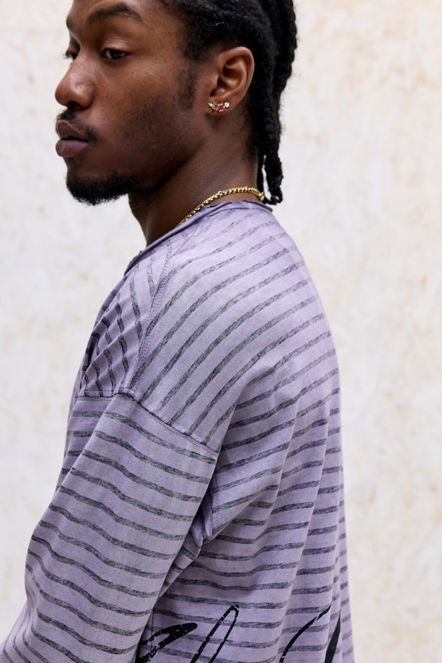 Archivis Purple Stripe Long Sleeve T-Shirt #3