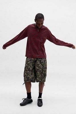 BDG Asymmetric Splice Stripe Long Sleeve Tee