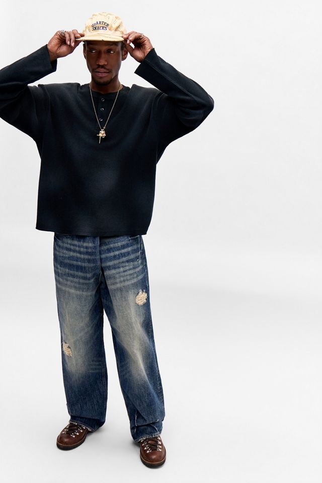 BDG Waffle Long Sleeve Henley Tee #1