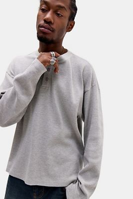 BDG Waffle Long Sleeve Henley Tee