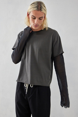 Jaded London Washed Gey Double Layered T-Shirt | Urban