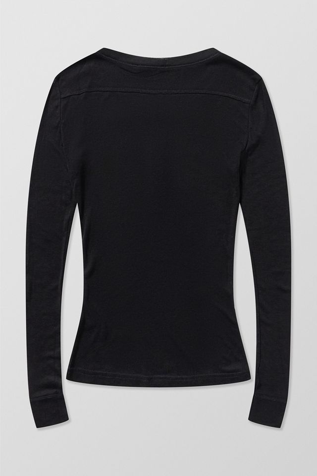 Jaded London Black Haze Henley Long Sleeve T-Shirt | Urban
