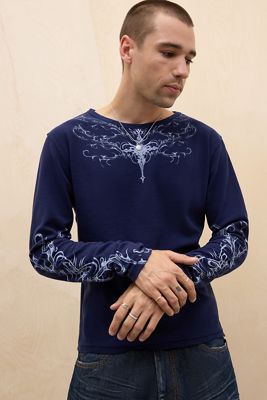 Jaded London UO Exclusive Blue Ines Waffle T-Shirt